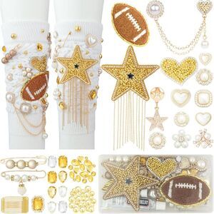 60 Pcs Junk Socks Charms Kit Yellow For Women Sock Charms with Safety Pins